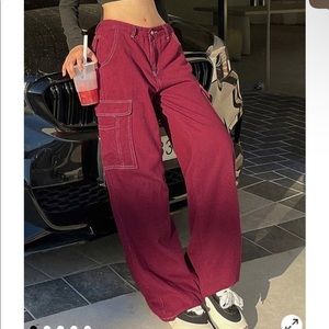 Maroon Straight Leg Jeans